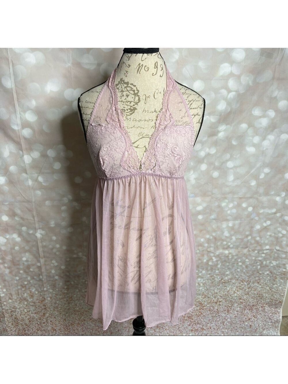 𝅺VICTORIA’S Secret Lacy Halter Babydoll